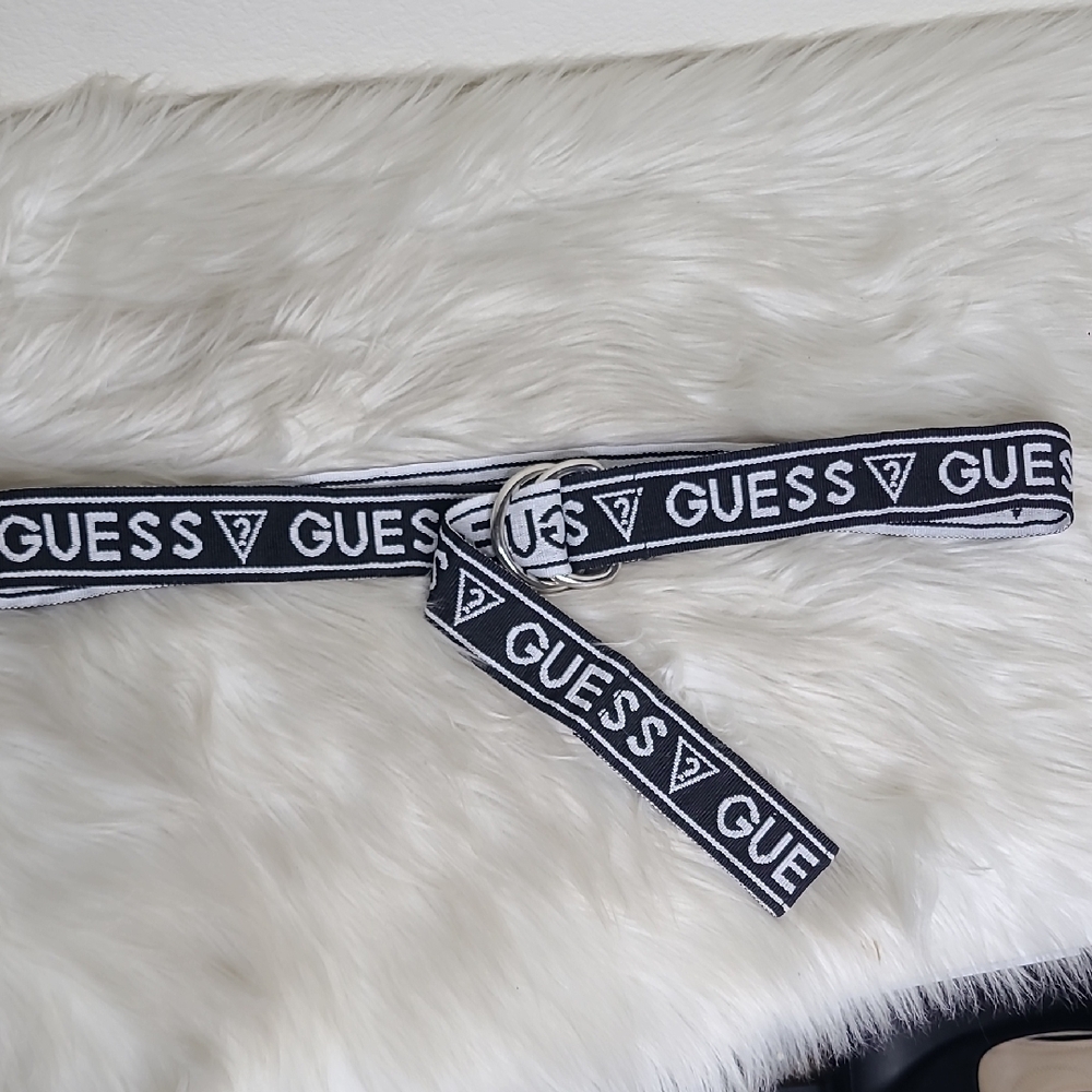 Guess Monochrome Logo Belt Black White Streetwear NEW
